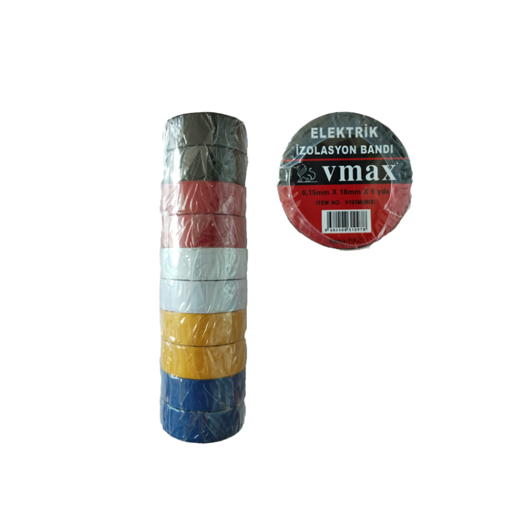 VMAX V103M RENKLİ  ELEKTRİK İZOLASYON BANDI 18MM*5MT 10LU * 50