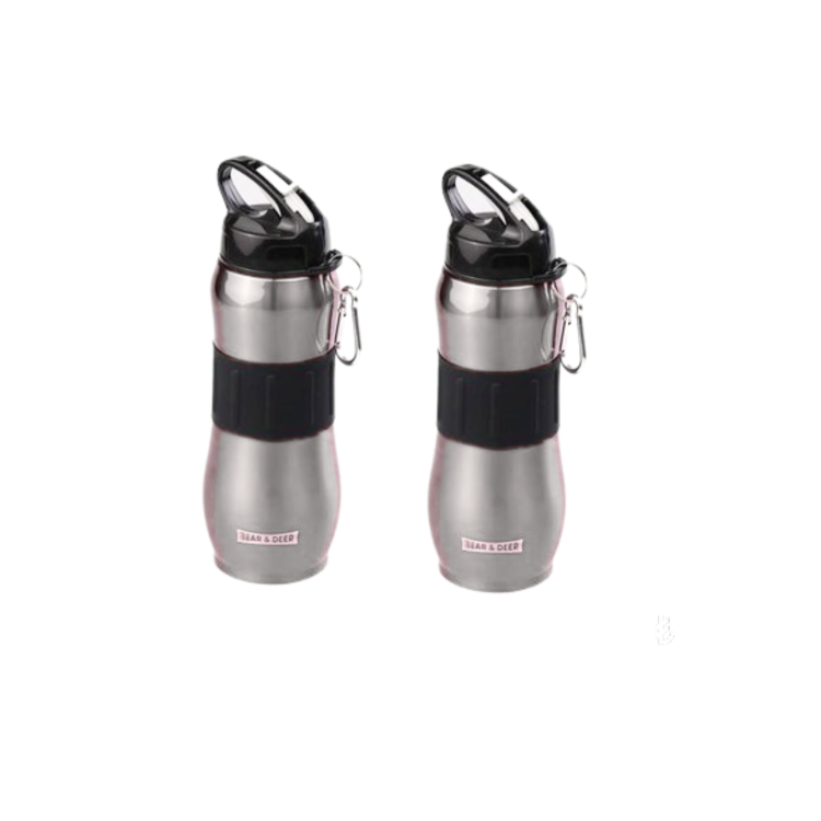 BEAR&DEAR BD-MT0041 ÇELİK SİLİKON KEMERLİ GÜMÜŞ MATARA 830ML