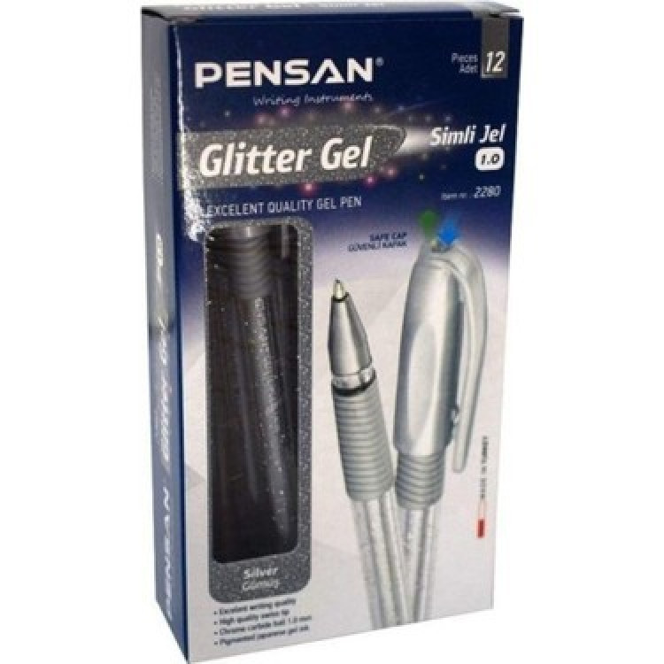 PENSAN 2800 GÜMÜŞ JELY GLİTTER SİMLİ JEL KALEM 12Lİ *50 PENSAN 2800 GÜMÜŞ JELY GLİTTER SİMLİ JEL KALEM 12Lİ *50