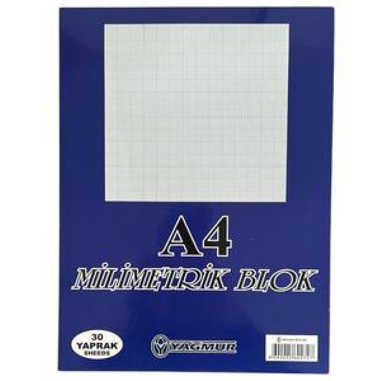 YAĞMUR A4 MİLİMETRİK BLOK 12Lİ PEMBE-MAVİ