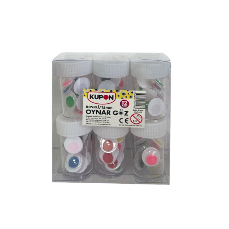 KUPON KOG-309 OYNAR GÖZ RENKLİ 15MM 12Lİ *48