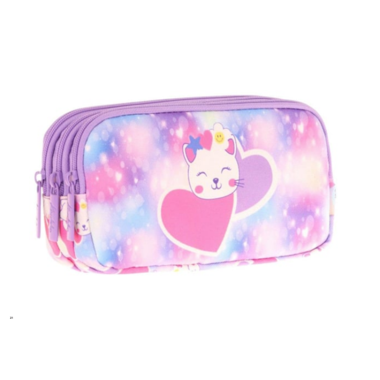 KAUKKO KIDS&LOVE 3 BÖLMELİ KALEMİ (SHINE CAT)