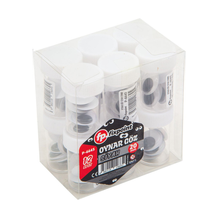 FİXPOİNT P-6645 SİYAH OYNAR GÖZ 20MM 12'Lİ