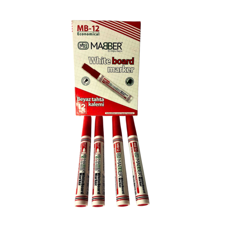 MABER MB-17K EKONOMİK TAHTA KALEMİ 12'Lİ KIRMIZI