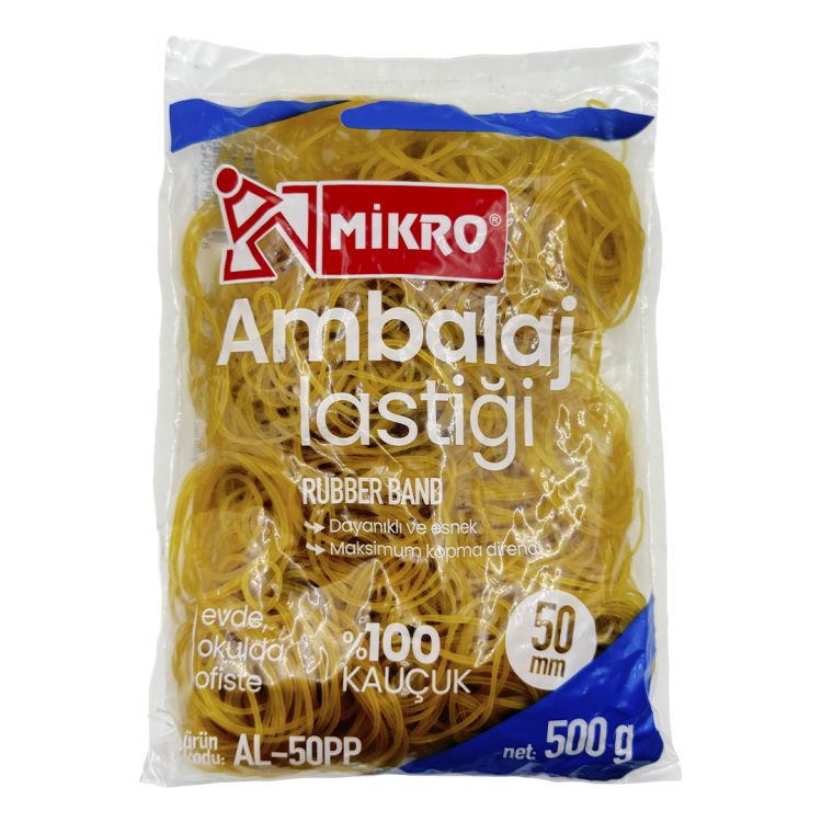 MİKRO AL-50PP AMBALAJ LASTİĞİ 50MM - 500G MİKRO AL-50PP AMBALAJ LASTİĞİ 50MM - 500G