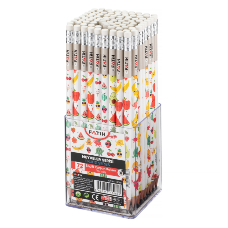 FATİH 18088 MEYVELER SİLGİLİ KURŞUN KALEM 72Lİ
