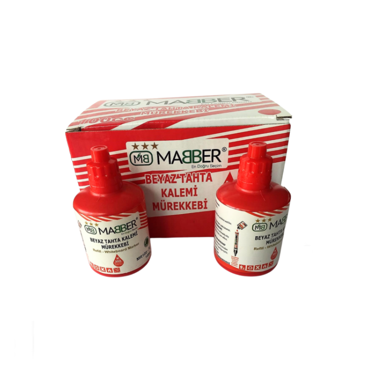 MABER MR100-K 100CC BEYAZ TAHTA KALEMİ MÜREKKEBİ KIRMIZI 6LI
