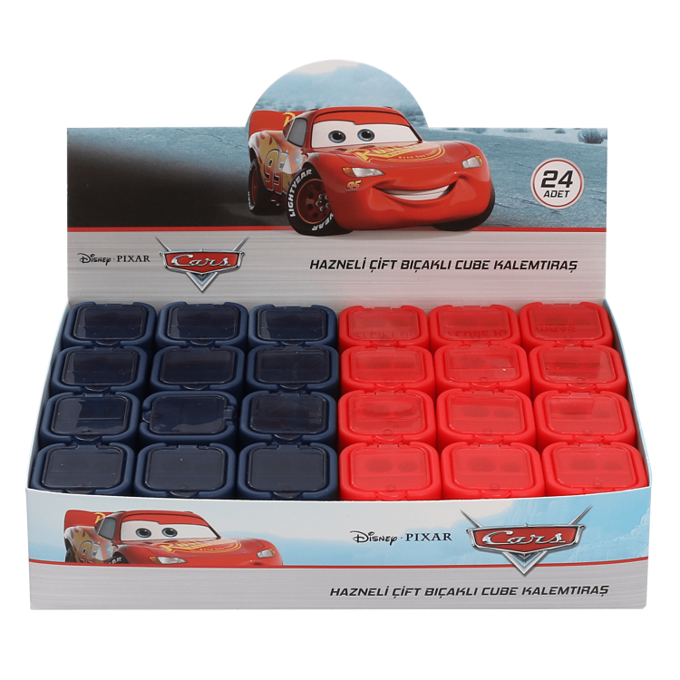 KAMP. CARS HAZNELİ ÇİFT BIÇAKLI CUBE KALEMTIRAŞ MCQ 24'LÜ ^*30