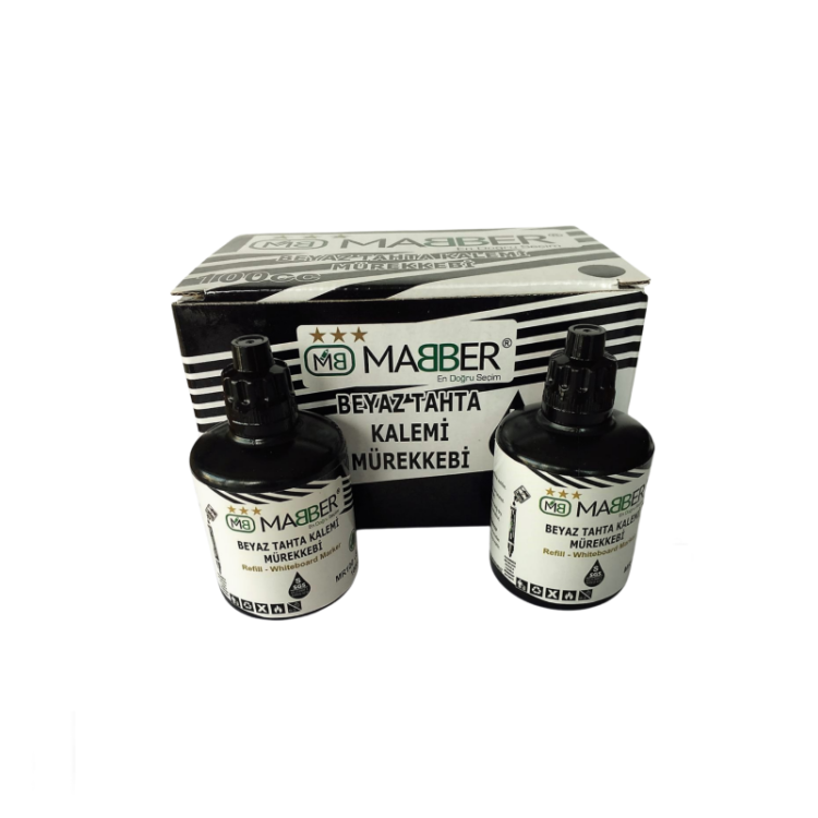 MABER MR100-S 100CC BEYAZ TAHTA KALEMİ MÜREKKEBİ SİYAH 6LI
