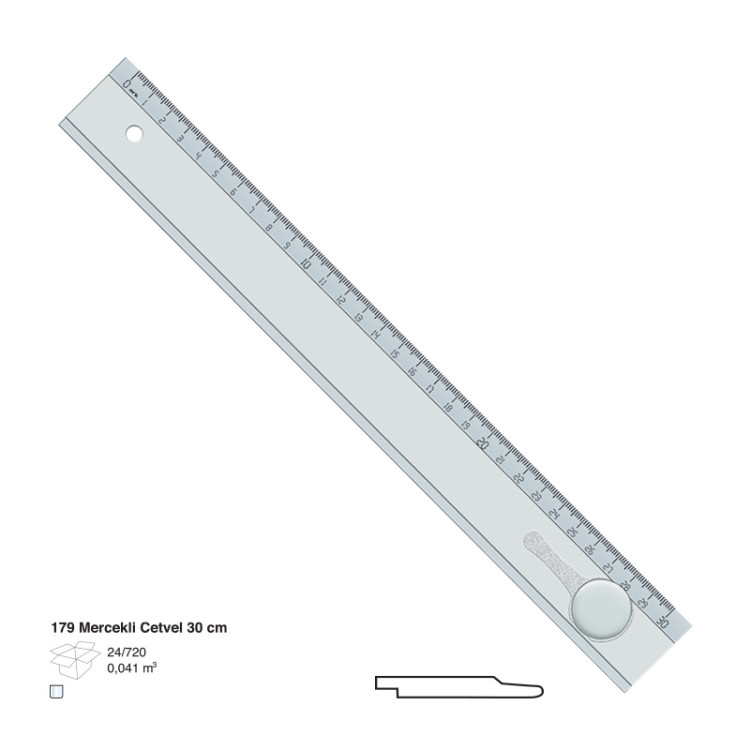 ARK 179 MERCEKLİ CETVEL 30CM 24LÜ *28