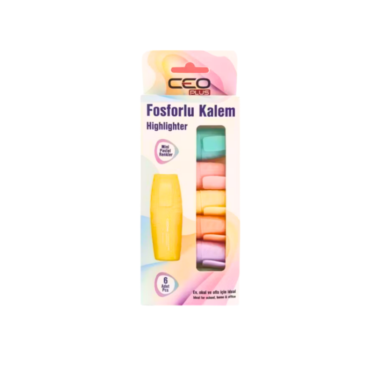 CEO-FO0022 FOSFORLU KALM MİNİ PASTEL RENKLER 6LI >48