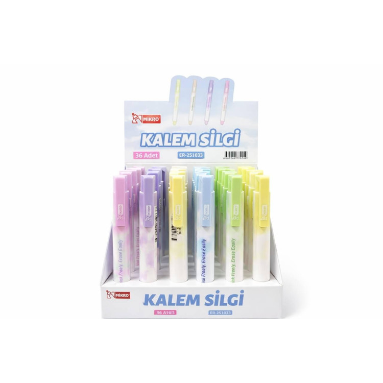 MİKRO ER-251033 KALEM TİPİ TPE SİLGİ TASARIMLI 36LI