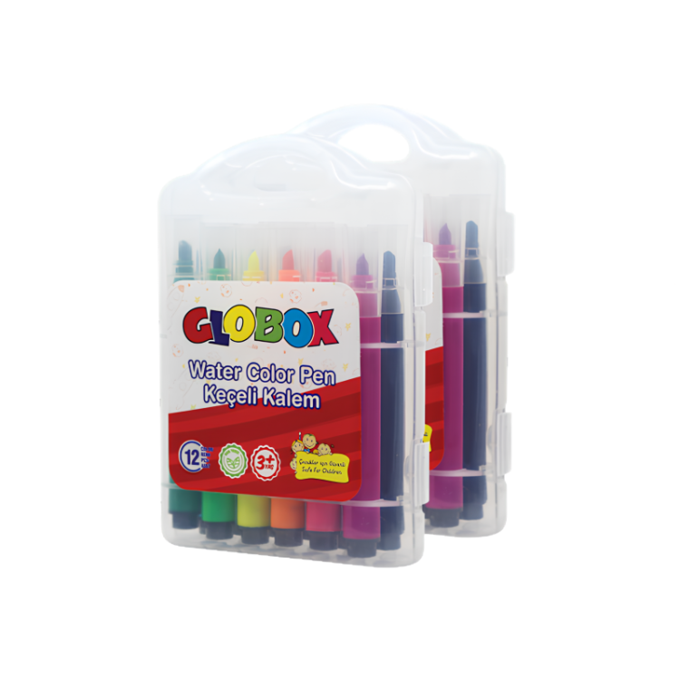 GLOBOX 3382 KEÇELİ KALEM 12 RENK ÇANTALI *144