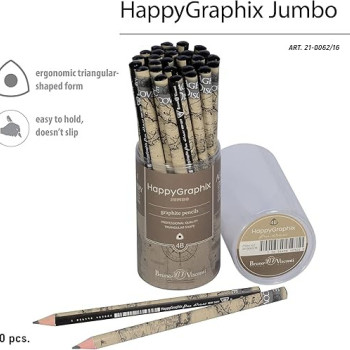 HAPPY GRAPHİX 21-0062-16 JUMBO KURŞUN KALEM  4B 3,5MM HARİTA 30LU PAKET >