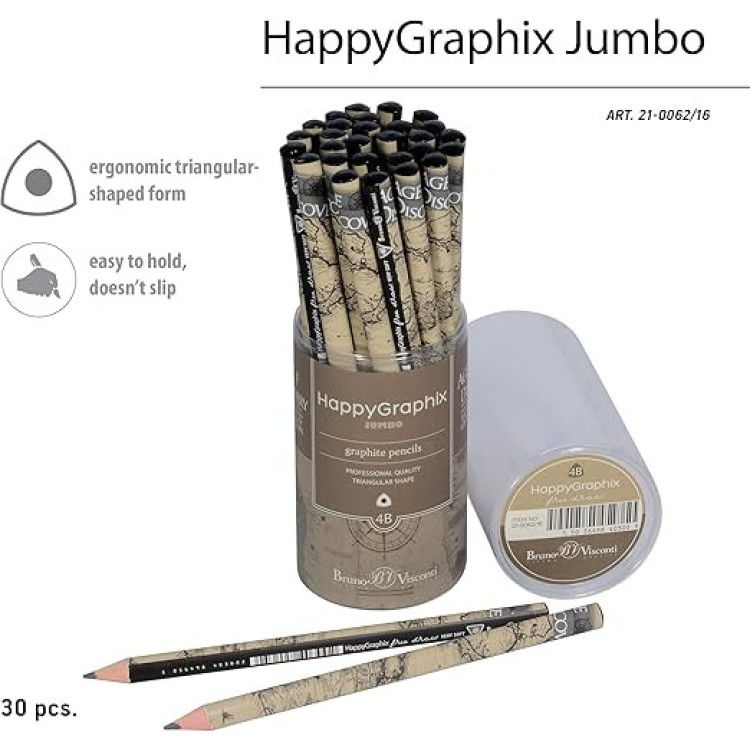 HAPPY GRAPHİX 21-0062-16 JUMBO KURŞUN KALEM  4B 3,5MM HARİTA 30LU PAKET