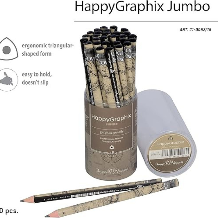 HAPPY GRAPHİX 21-0062-16 JUMBO KURŞUN KALEM  4B 3,5MM HARİTA 30LU PAKET