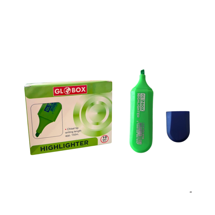 GLOBOX 6789  HIGHLIGHTER FOSFORLU  KALEM 10LU -YEŞİL