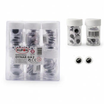 KUPON KOG-305 SİYAH OYNAR GÖZ 20MM 12'Lİ KUPON KOG-305 SİYAH OYNAR GÖZ 20MM 12'Lİ