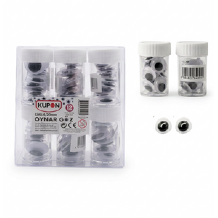 KUPON KOG-305 SİYAH OYNAR GÖZ 20MM 12'Lİ