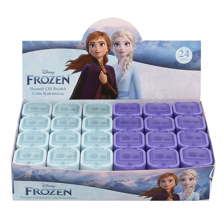 KAMP.FROZEN HAZNELİ ÇİFT BIÇAKLI CUBE KALEMTIRAŞ WONDER-IC 24'LÜ ^*30