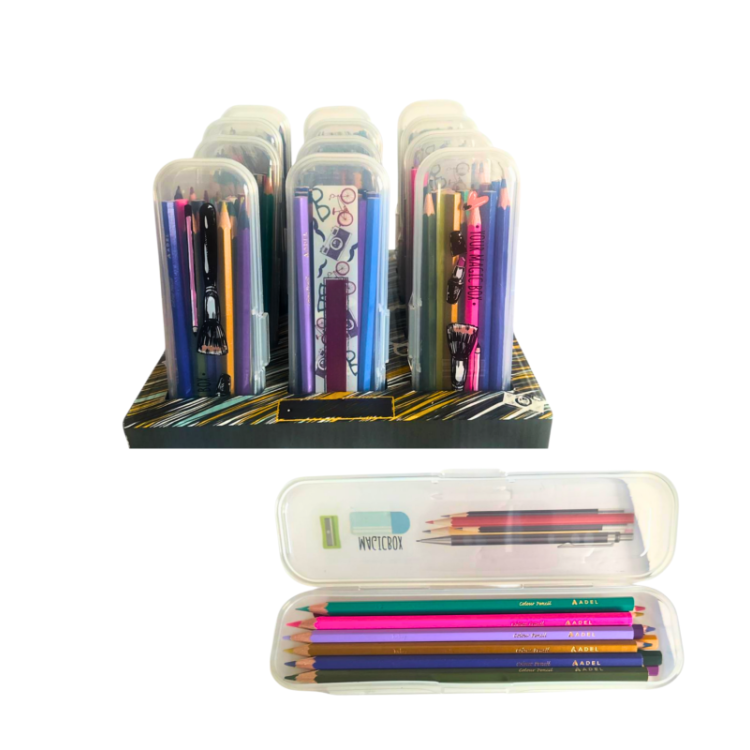 ADEL 24 RENK KURU BOYA PLASTİK KUTU*24 >