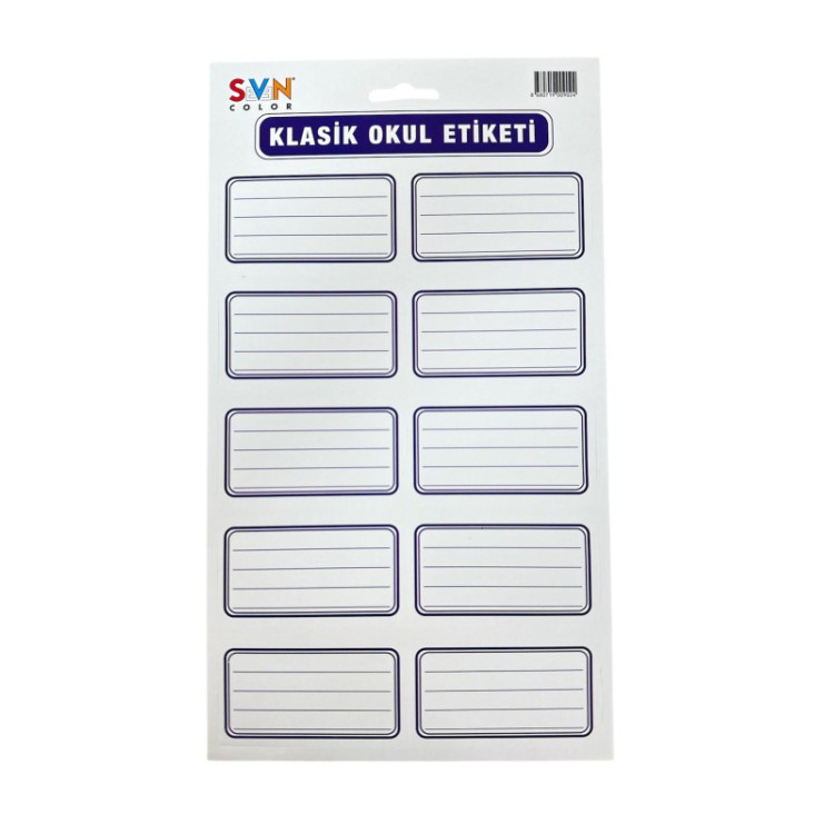 SVN BLİSTERLİ KLASİK OKUL ETİKETİ 3 LÜ 50li PAKET*50