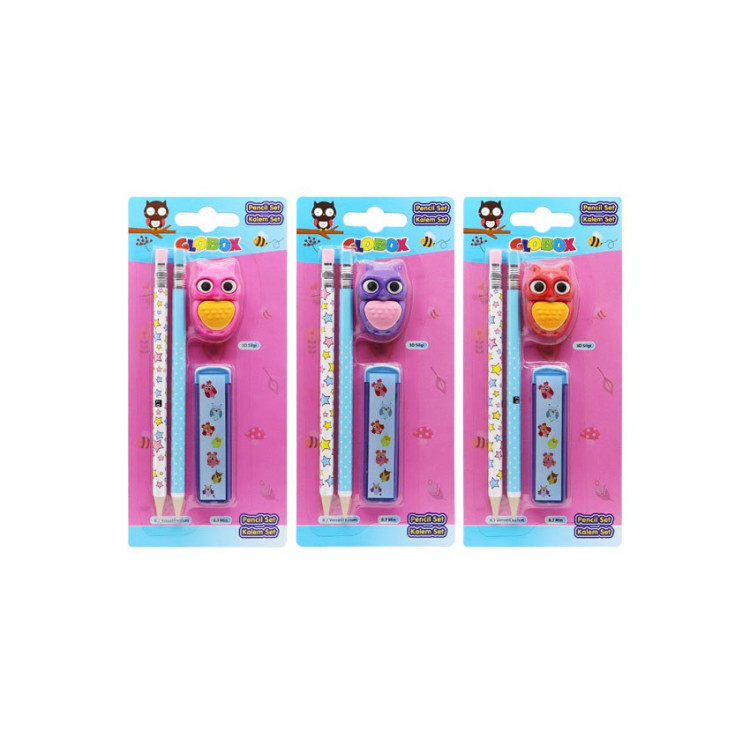 GLOBOX 2563 VERSATİL  KALEM  MIN VE 3D SİLGİ SET 12Lİ