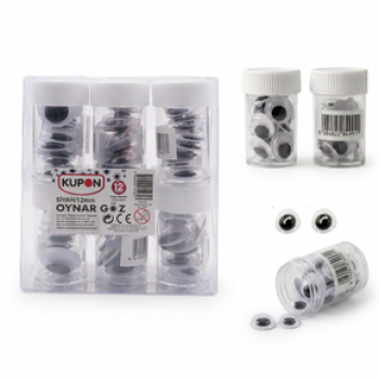KUPON KOG-304 SİYAH OYNAR GÖZ 12MM 12'Lİ KUPON KOG-304 SİYAH OYNAR GÖZ 12MM 12'Lİ