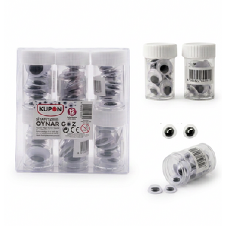 KUPON KOG-304 SİYAH OYNAR GÖZ 12MM 12'Lİ