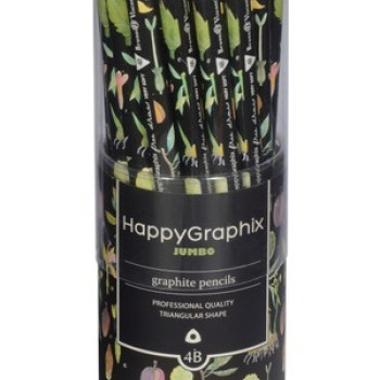 HAPPY GRAPHİX 21-0062-32 JUMBO KURŞUN KALEM 4B 3,5MM BOTANİK 30LU
