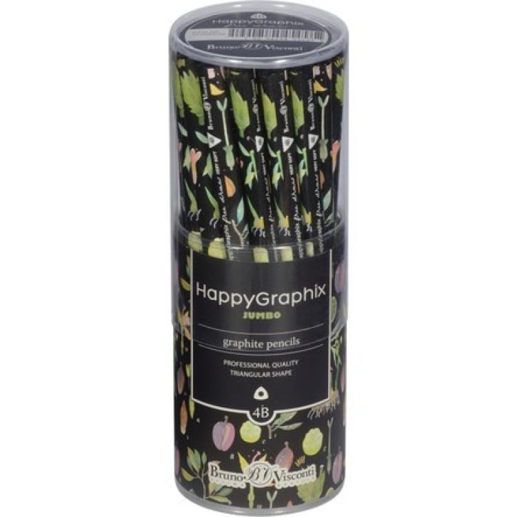 HAPPY GRAPHİX 21-0062-32 JUMBO KURŞUN KALEM  4B 3,5MM BOTANİK 30LU