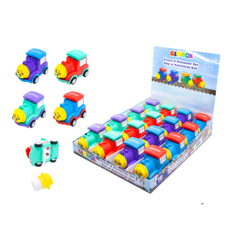 GLOBOX 3820 SİLGİ VE KALEMTIRAŞ SETİ 16LI(TREN)