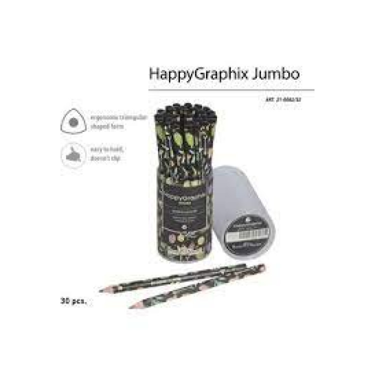 HAPPY GRAPHİX 21-0062-32 JUMBO KURŞUN KALEM  4B 3,5MM BOTANİK 30LU