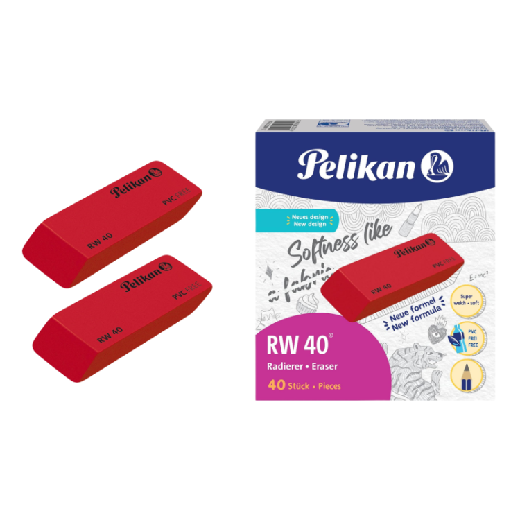 PELİKAN RW-40 KIRMIZI SİLGİ 40'LI PAKET