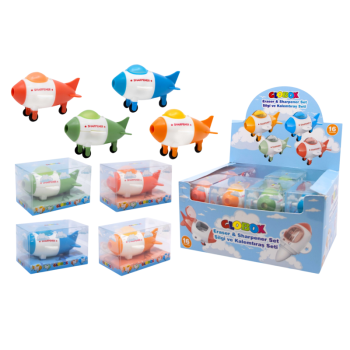 GLOBOX 4070 KALEMTIRAŞ+SİLGİ (UÇAK) 16'LI