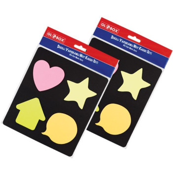 GLOBOX ŞEKİLLİ YAPIŞKANLI NOT KAĞIDI 4LÜ ETİKET 24'LÜ