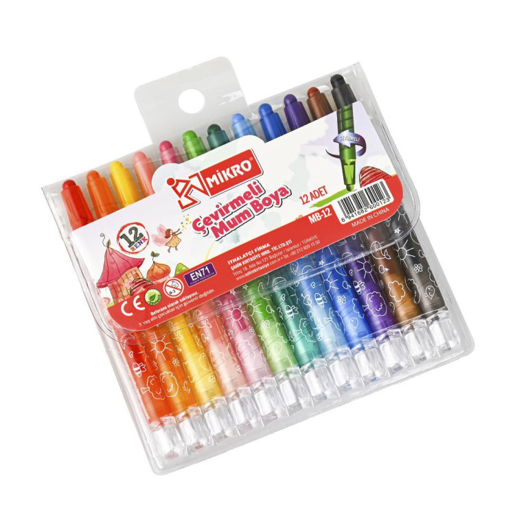 MİKRO MB-13 ÇEVİRMELİ MUM BOYA 12 RENK 12Lİ *12