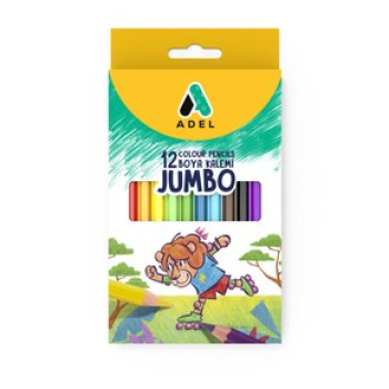 ADEL JUMBO HEXA KURU BOYA KALEMİ 12 RENK 6'LI ADEL JUMBO HEXA KURU BOYA KALEMİ 12 RENK 6'LI
