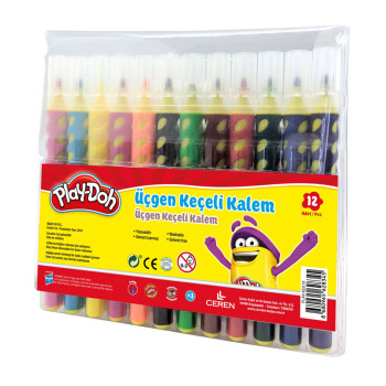 PLAY-DOH KE018 ÜÇGEN FIRÇA UÇLU KEÇELİ KALEM 12RENK