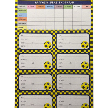 SİNGLE COLOR FENERBAHÇE DERS PROGRAMLI  3 'LÜ OKUL ETİKETİ 50'Lİ *24