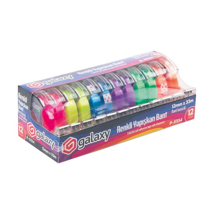 GALAXY P-5334 RENKLİ YAPIŞKAN BANT KESİCİ 12'Lİ