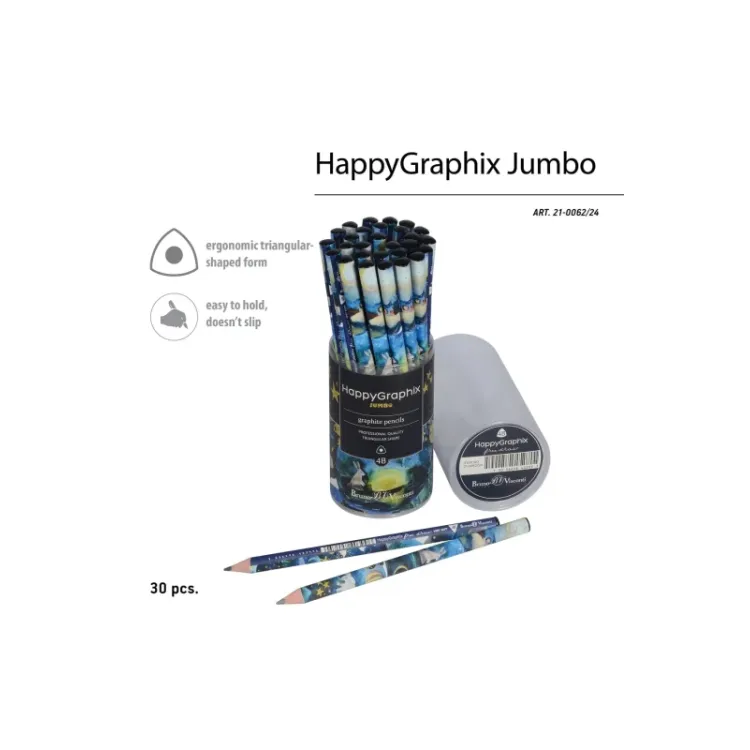 HAPPY GRAPHİX 21-0062-24 JUMBO KURŞUN KALEM  4B 3,5MM RÜYA 30LU