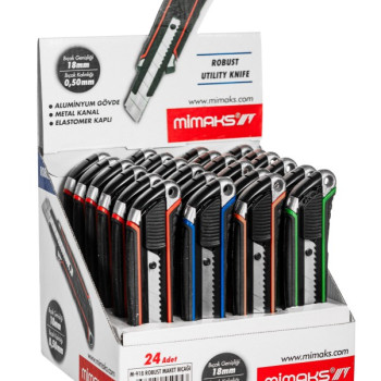 MİMAKS M-918 ROBUST MAKET BIÇAĞI 18MM 24'LÜ MİMAKS M-918 ROBUST MAKET BIÇAĞI 18MM 24'LÜ