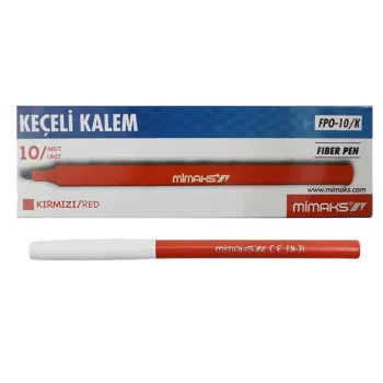 MİMAKS FPO-10/K KEÇELİ KALEM KIRMIZI 10'LU *156 MİMAKS FPO-10/K KEÇELİ KALEM KIRMIZI 10'LU *156