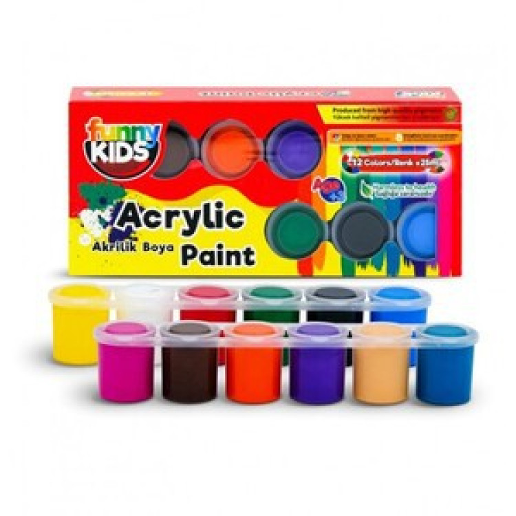FUNNY KIDS AKRİLİK BOYA 12'Lİ*36