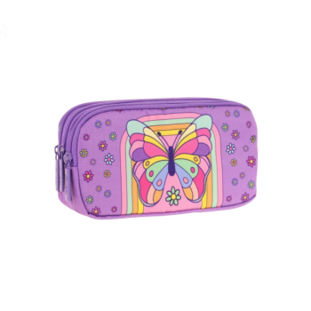 KAUKKO KIDS&LOVE 3 BÖLMELİ KALEM ÇANTASI(LAYER BUTTERFULL)