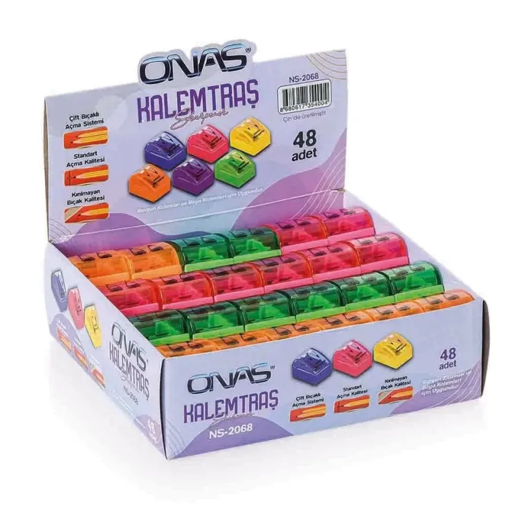 ONAS NS-2068 ÇİFTLİ KAPAKLI KALEMTRAŞ 48Lİ *30