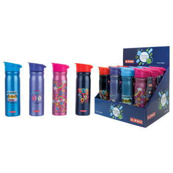 GLOBOX 1140 BASKILI ÇELİK MATARA 500ML 12'Lİ *4 >