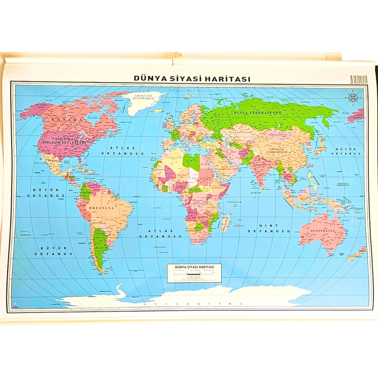 ODAK DÜNYA HARİTASI FİZİKİ-SİYASİ 50X70 5Lİ