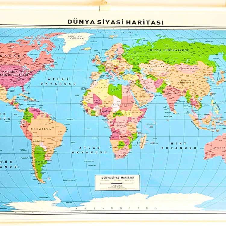 ODAK DÜNYA HARİTASI FİZİKİ-SİYASİ 50X70 5Lİ
